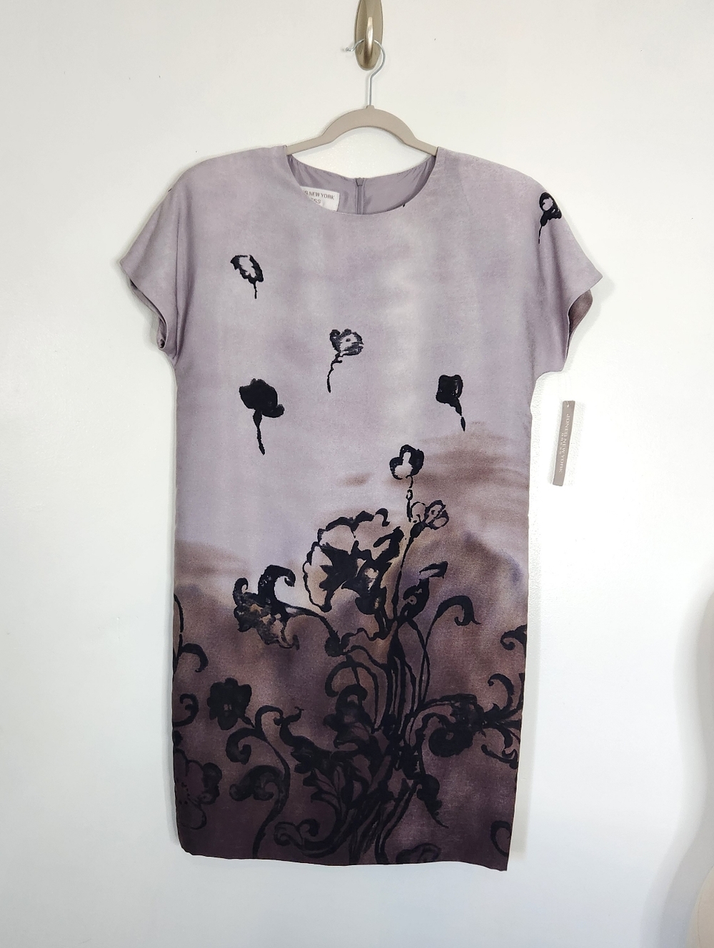NWT Vintage Jones New York Smokey Nites Dress 8 Black Shimmer Shoulder Pads